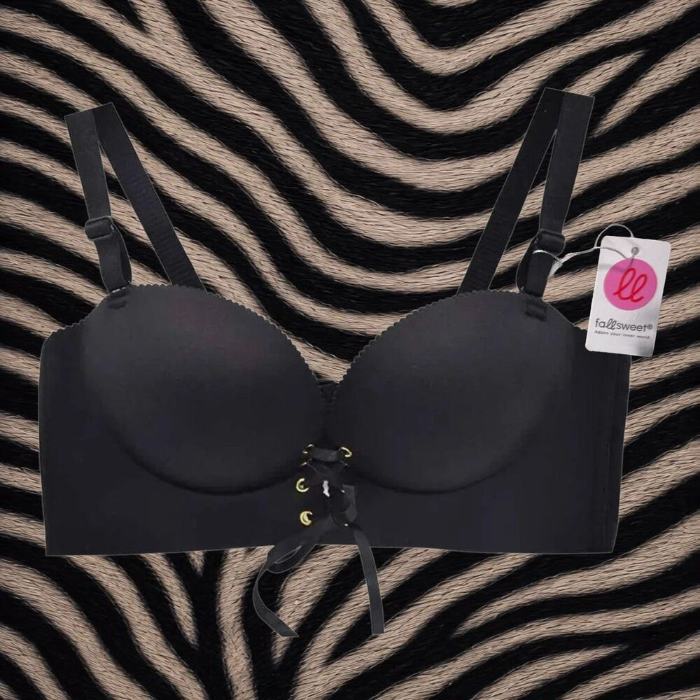 NWT FallSweet Add Two Cups Push Up Bra 36B / 38B Black